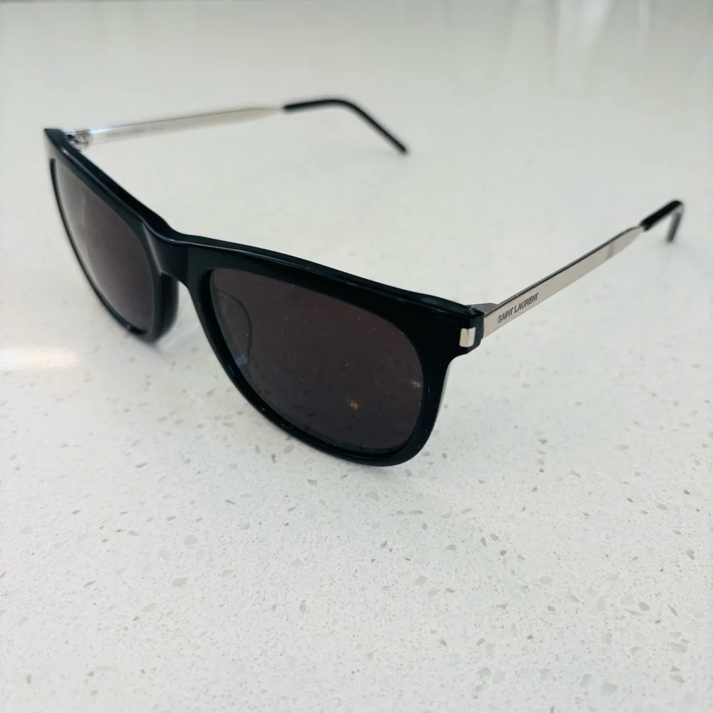 Saint Laurent SL 509-001 Black and Silver Sunglasses Women’s Sporty Designer Lux